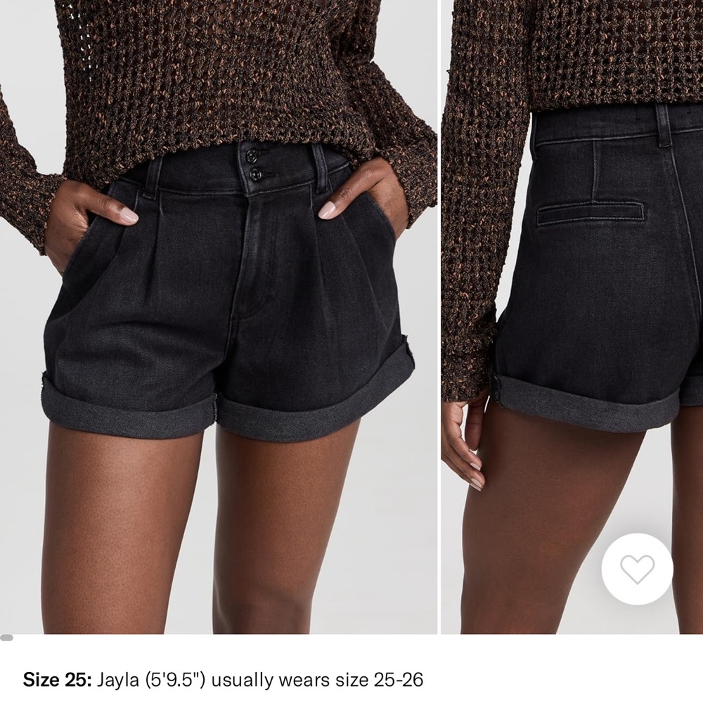 PAIGE Stretch Black Rolled Hem Shorts